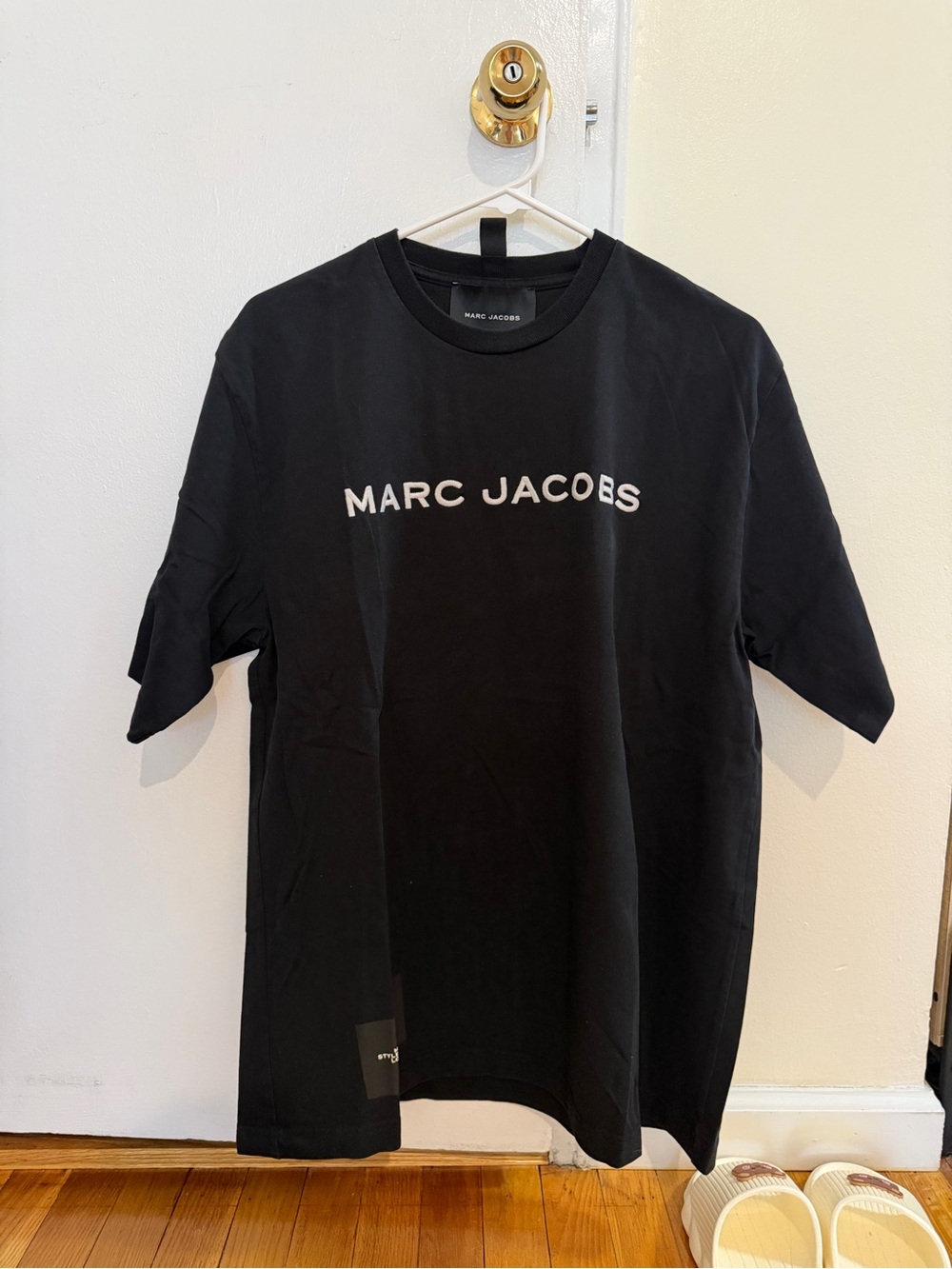 Marc Jacobs Black Crewneck Tee with White Logo